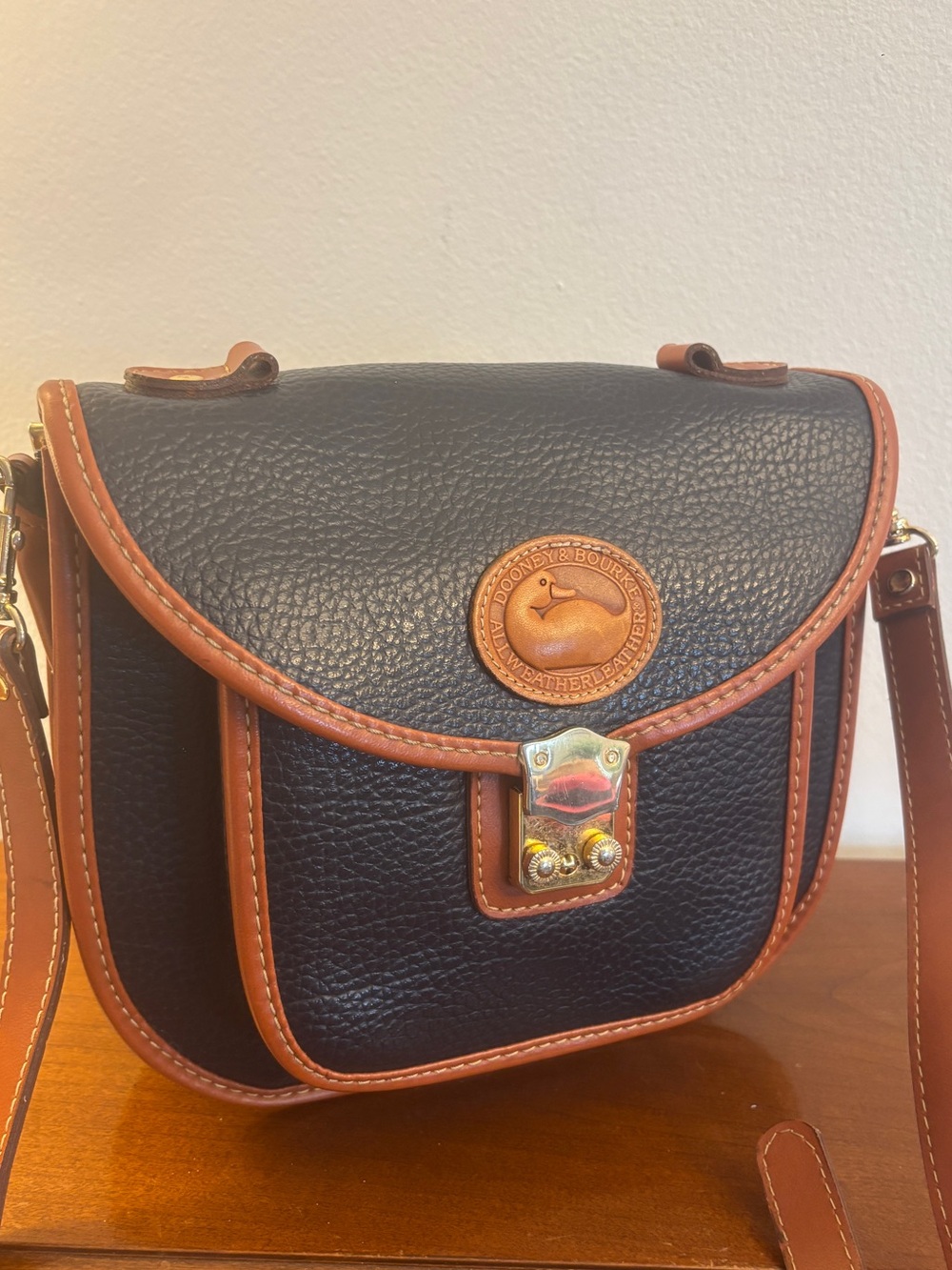Vintage Dooney & Bourke AWL Black Cavalry Crossbody